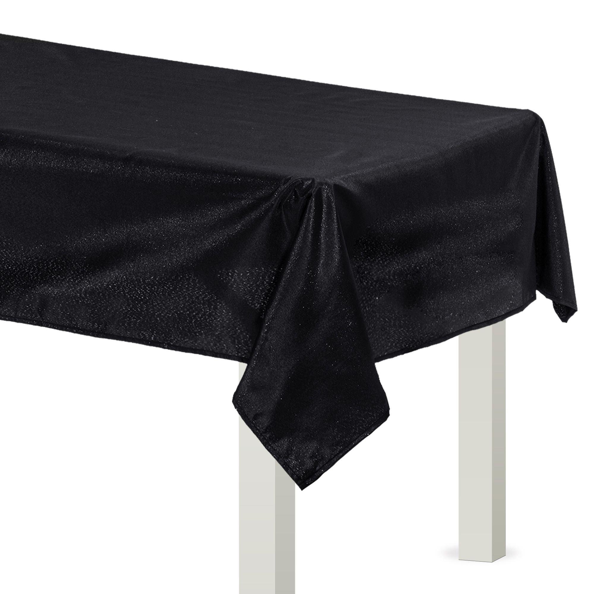 Metallic Black Fabric Tablecloth Size 60 x 84 Party City